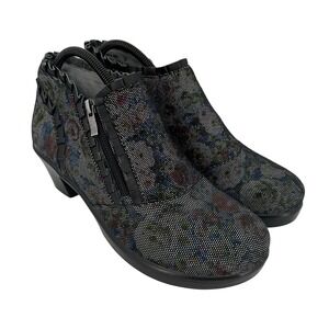 Alegria Boots Womens Size 9 EU 39 Hannah Floral Leather Zip Ankle Ruffle Booties